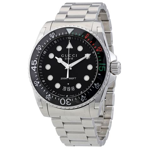 gucci dive black dial stainless steel men& 39|Gucci dive.